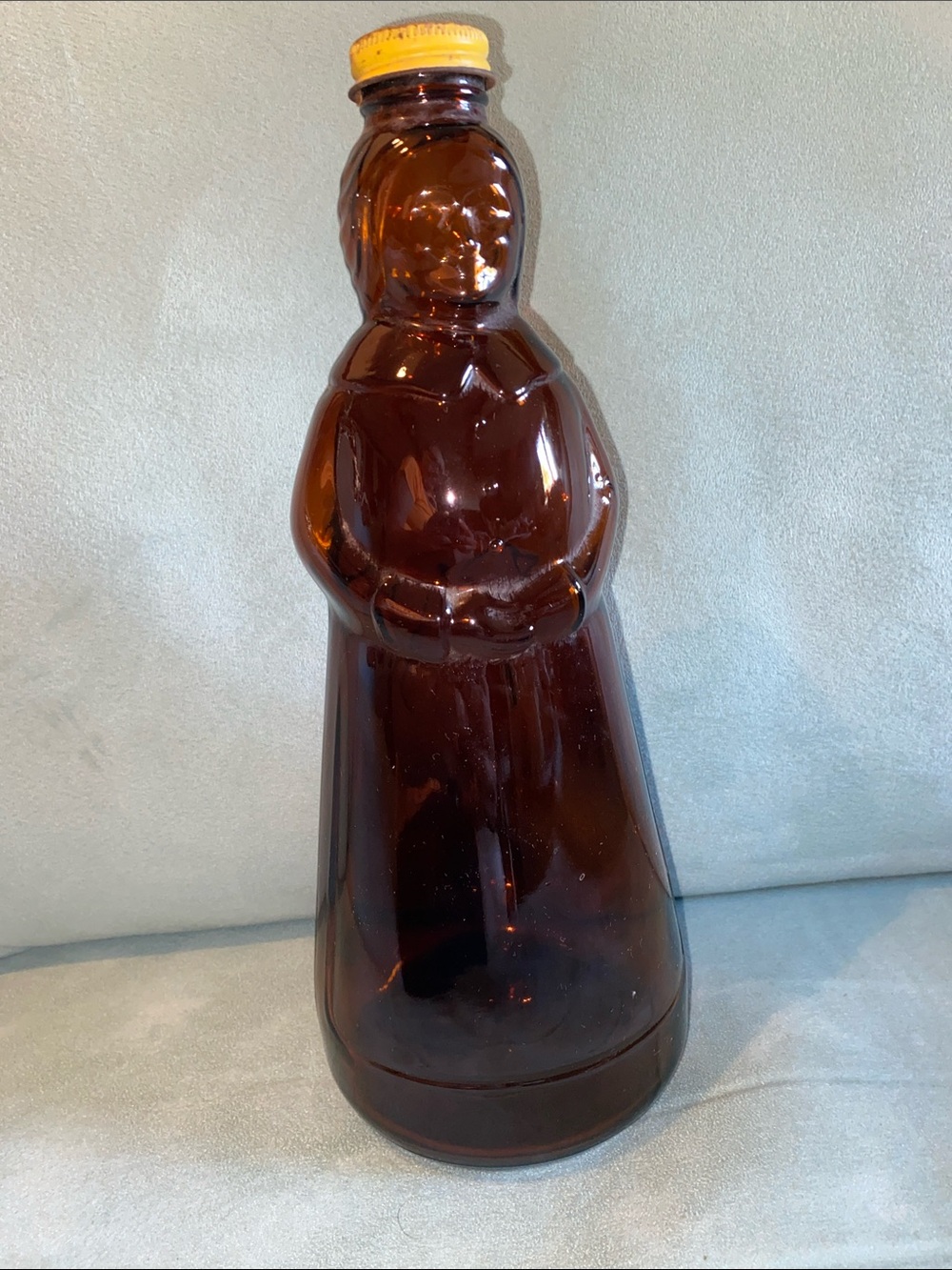 Vintage Mrs. Butterworth’s Amber Glass Figurine Vase